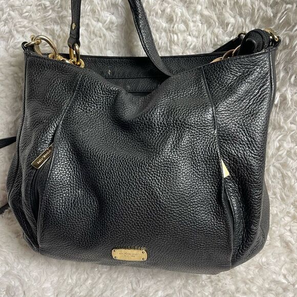 Michael Kors Black Pebbled Leather Zipper Pockets Chain Strap Hobo Shoulder Bag - Picture 5 of 14